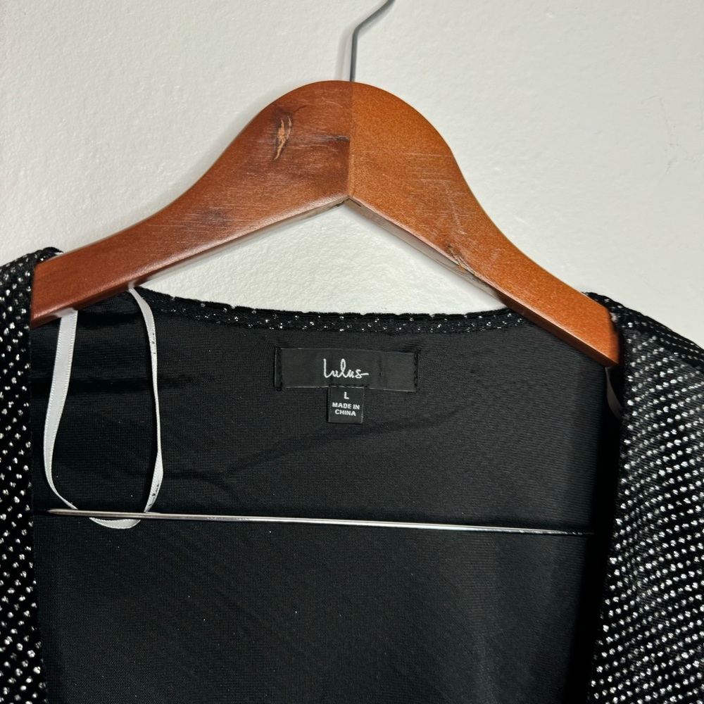 Lulus Splendid Shine Black Sparkly‎ Velvet Ruched Long Sleeve Top - Picture 4 of 5